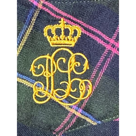 Lauren Ralph Lauren Women's XS Crest Embroidered Sleep Shirt Dress Green Plaid - Picture 2 of 6